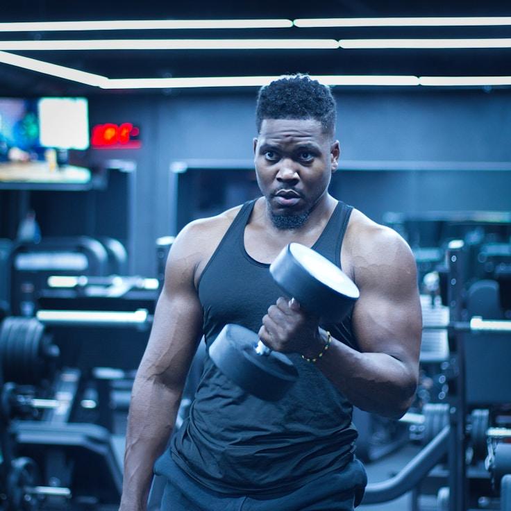 Weight training area with free weights and machines